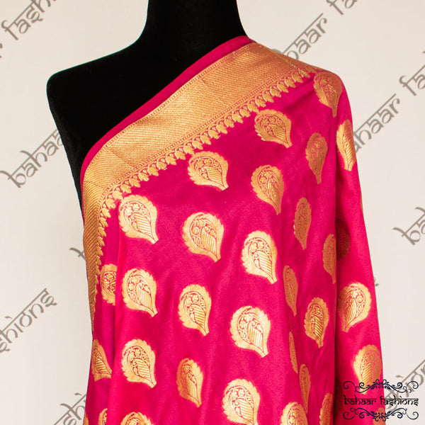 hot pink banarsi dhuppata bahaar fashions zari pattern 
