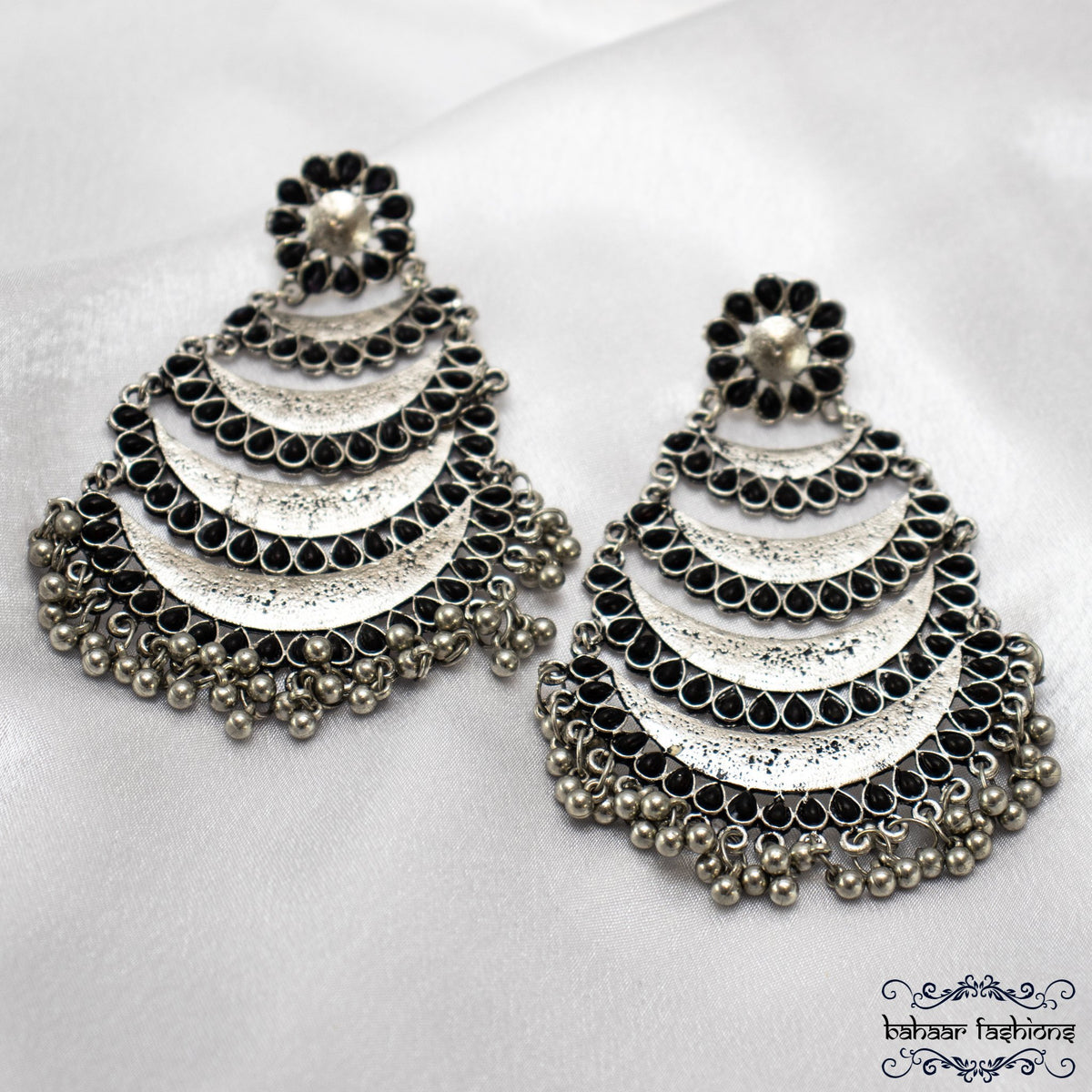 Silver Oxidized Earrings Jhumkis