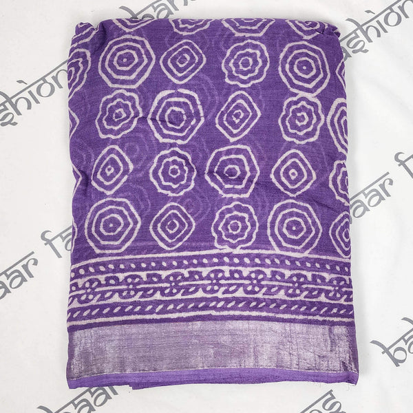 Linen Saree - Purple