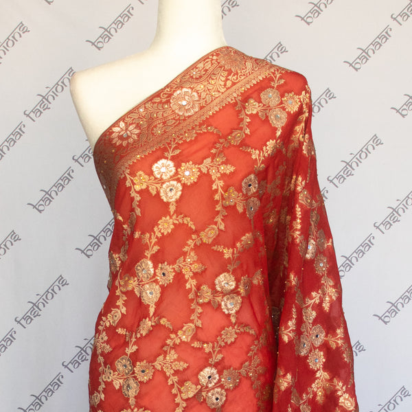 Shimmer Banarsi - Red