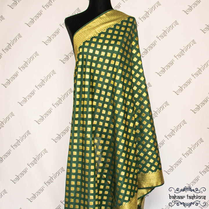 emerald green banarsi dhuppata bahaar fashions zari pattern 