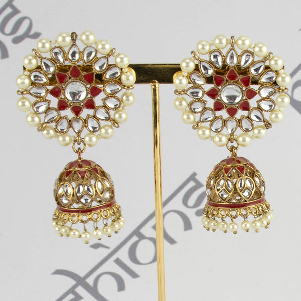 Mirza Red Jhumkis