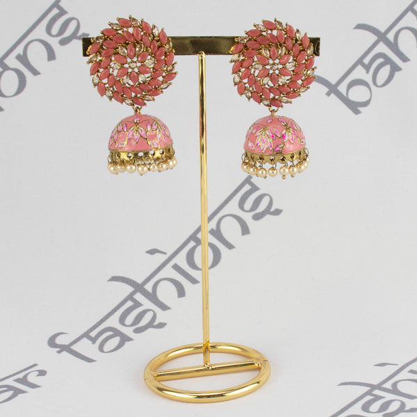 Spiral Bubble Gum Pink Jhumkis