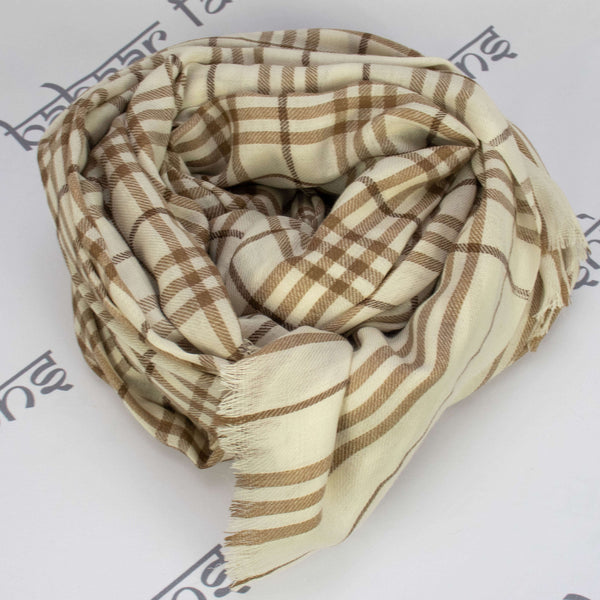 Plaid Shawl - Ivory