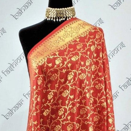 Bahaar Fashions Classic Red Banarsi Dhuppata