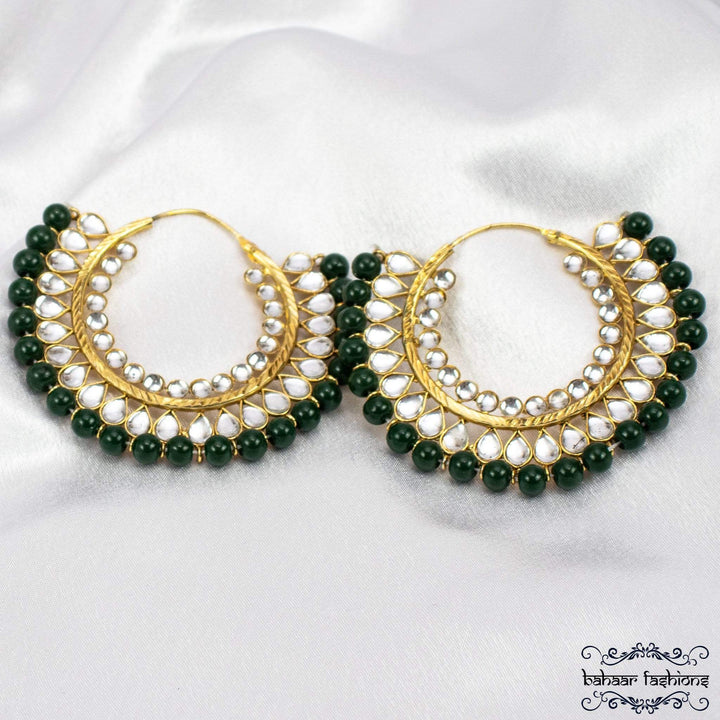 Bahaar Fashions Emerald Green Kundan Balis