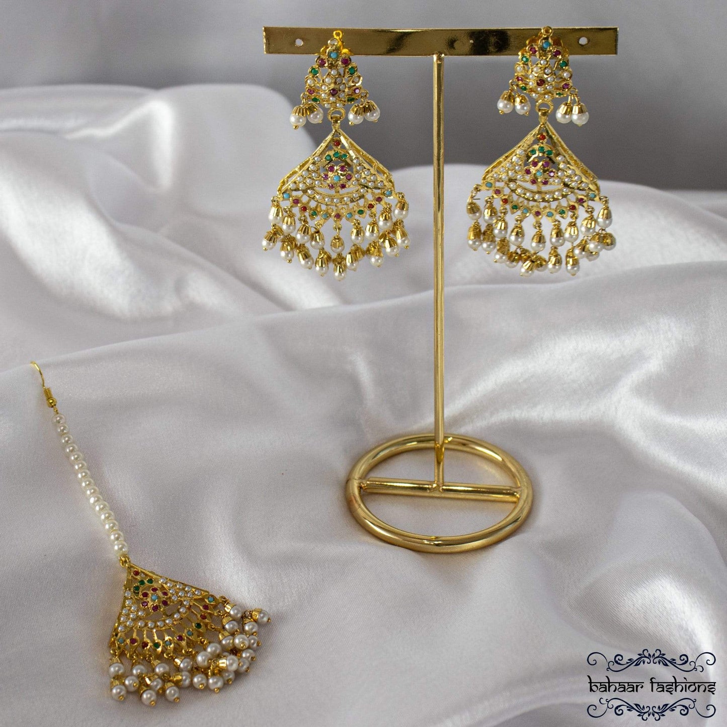 Bahaar Fashions Navratan Jadau Tikka Set