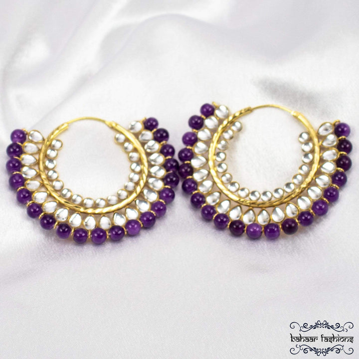 Bahaar Fashions Purple Kundan Balis