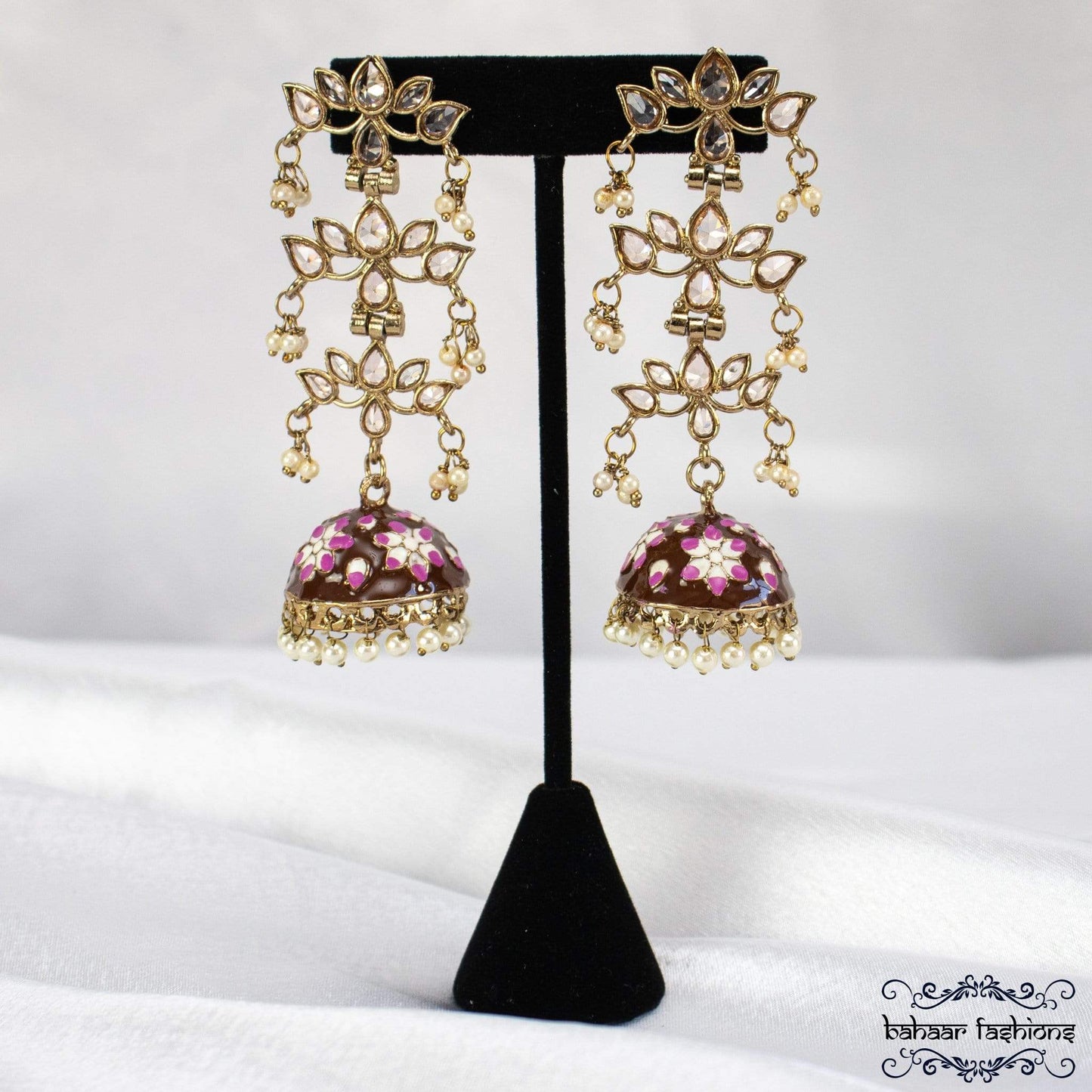 Bahaar Fashions Purple Lotus Purple Jhumkis