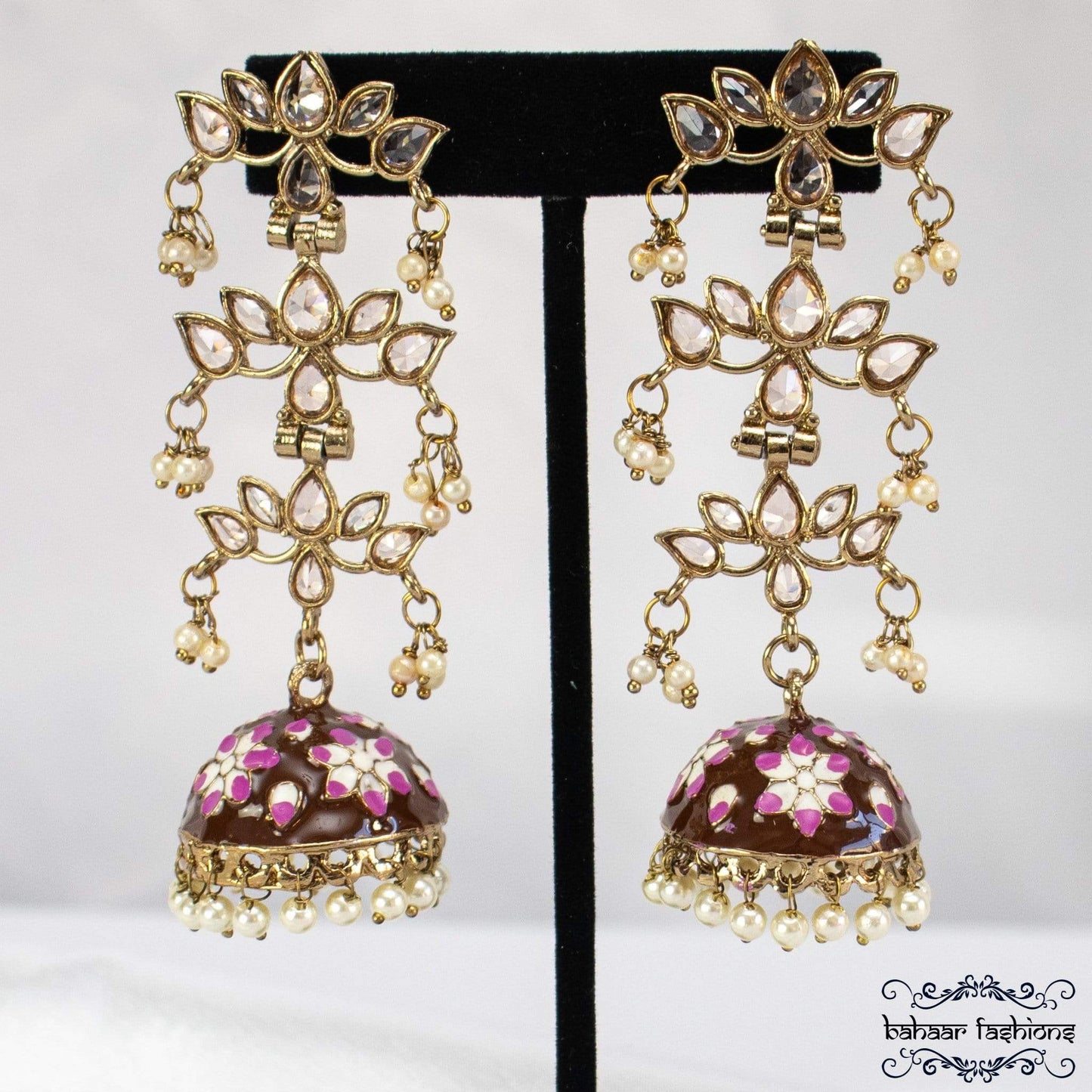 Bahaar Fashions Purple Lotus Purple Jhumkis