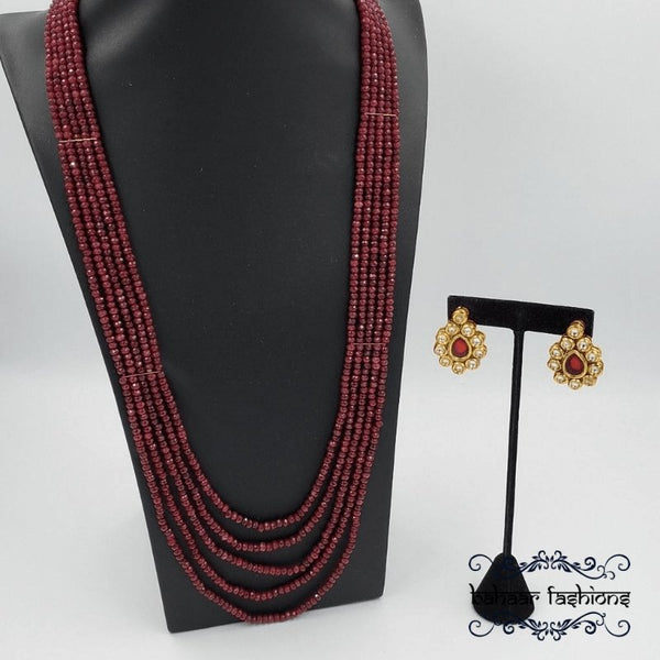 Bahaar Fashions Ruby Red Beaded Necklace Set