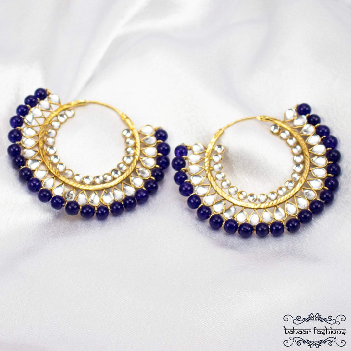 Bahaar Fashions Violet Blue Kundan Balis