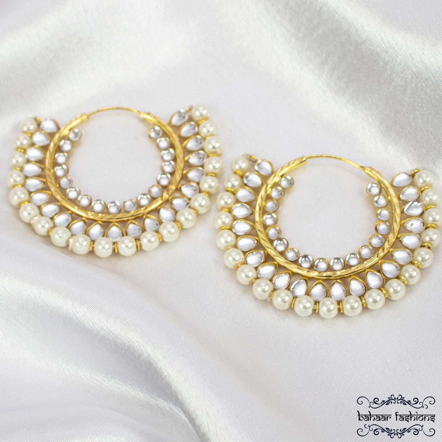 Bahaar Fashions White Kundan Balis