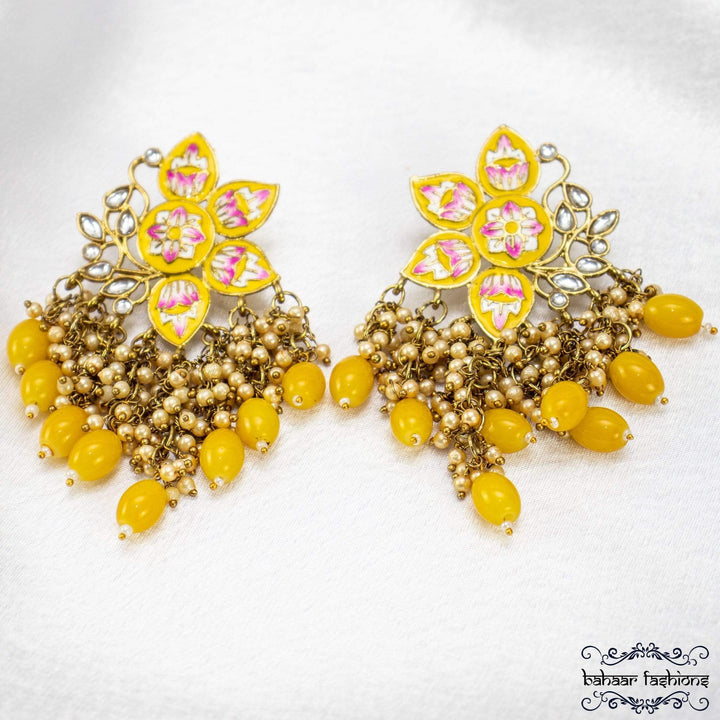 Bahaar Fashions Yellow Dangling Earrings