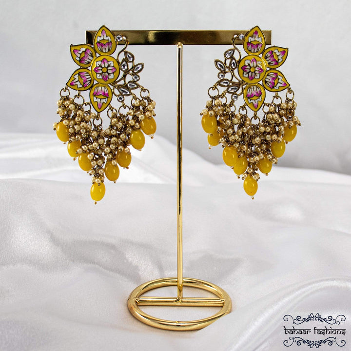 Bahaar Fashions Yellow Dangling Earrings