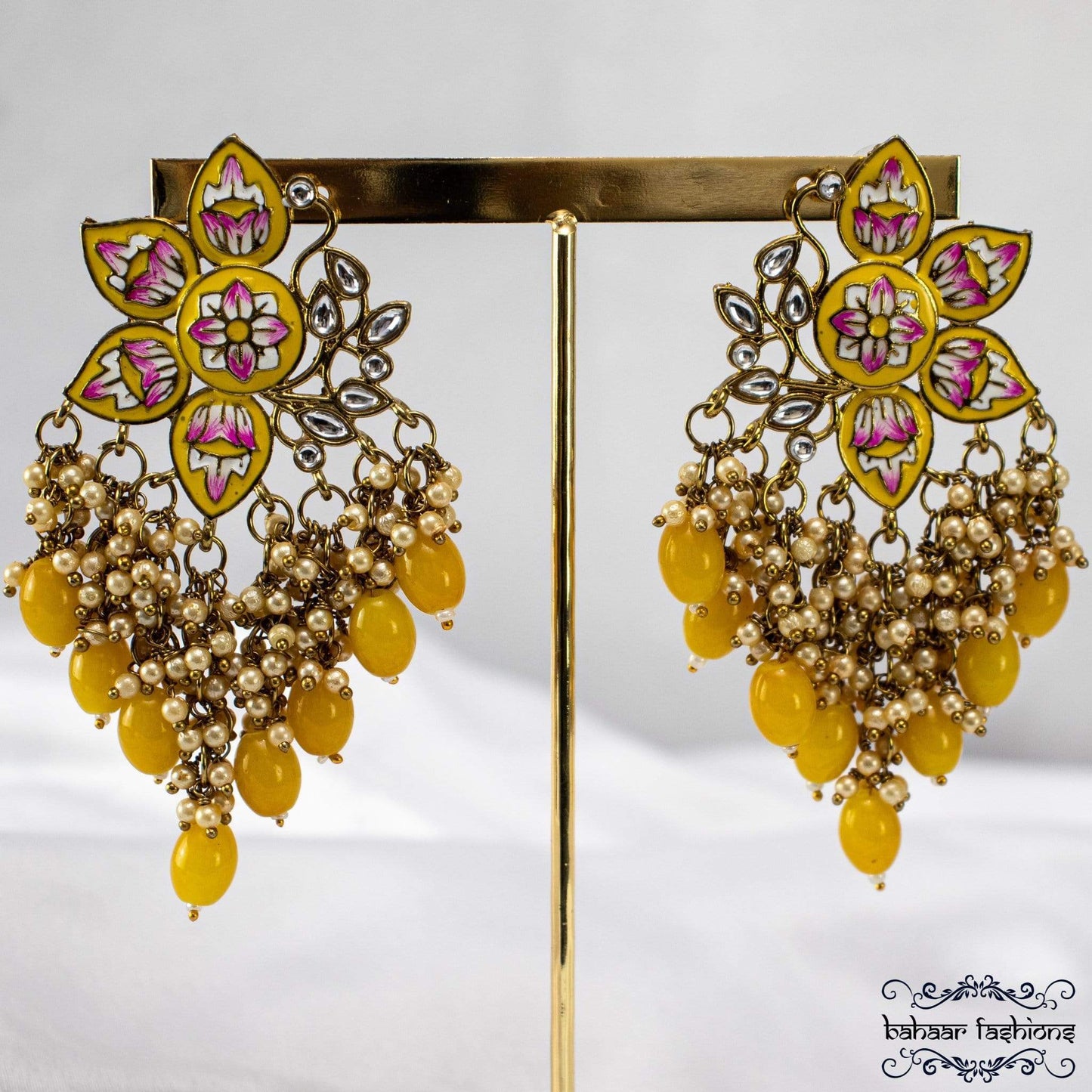 Bahaar Fashions Yellow Dangling Earrings