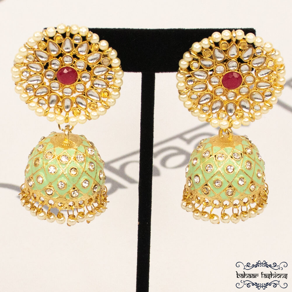 meenakari jhumkis hand painted jhumkis