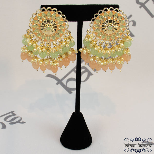 Zia Earrings - Peach/Mint Green
