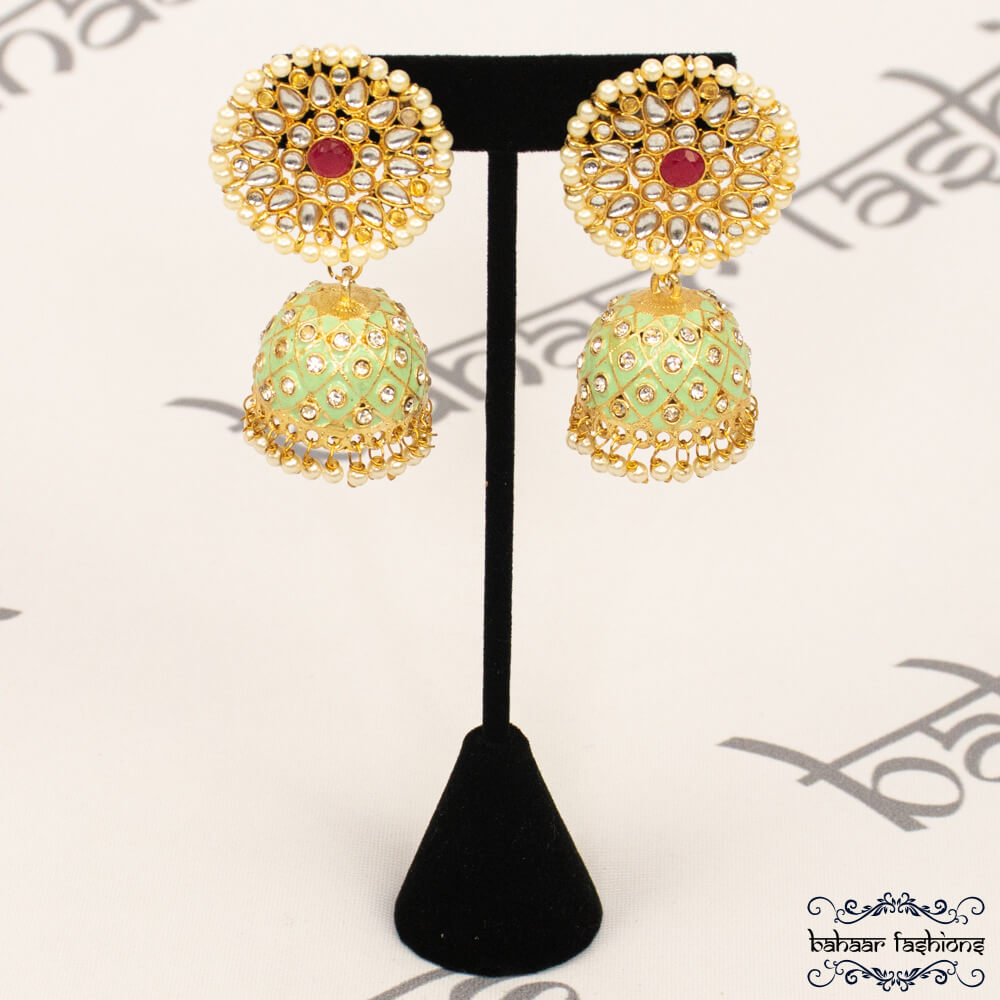 meenakari jhumkis hand painted jhumkis
