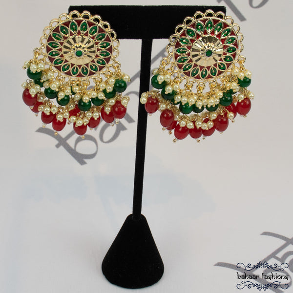 Zia Earrings - Green/Red