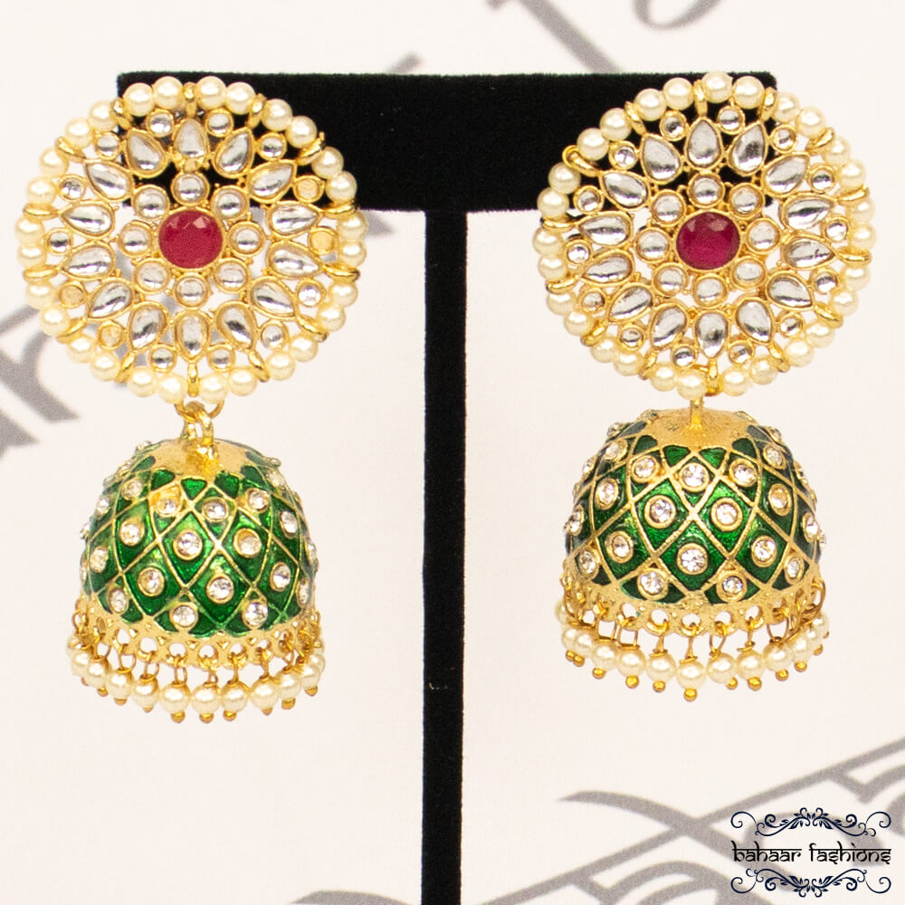 meenakari jhumkis hand painted jhumkis