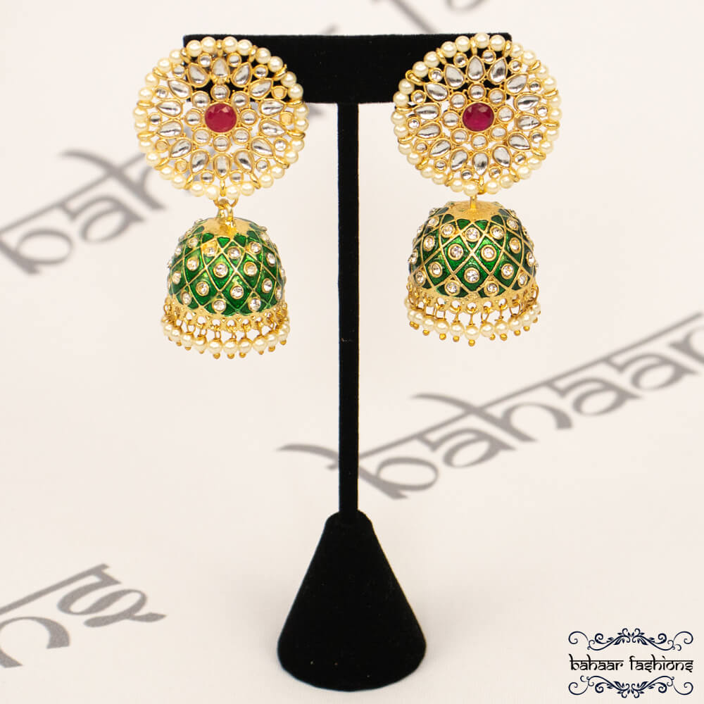 meenakari jhumkis hand painted jhumkis