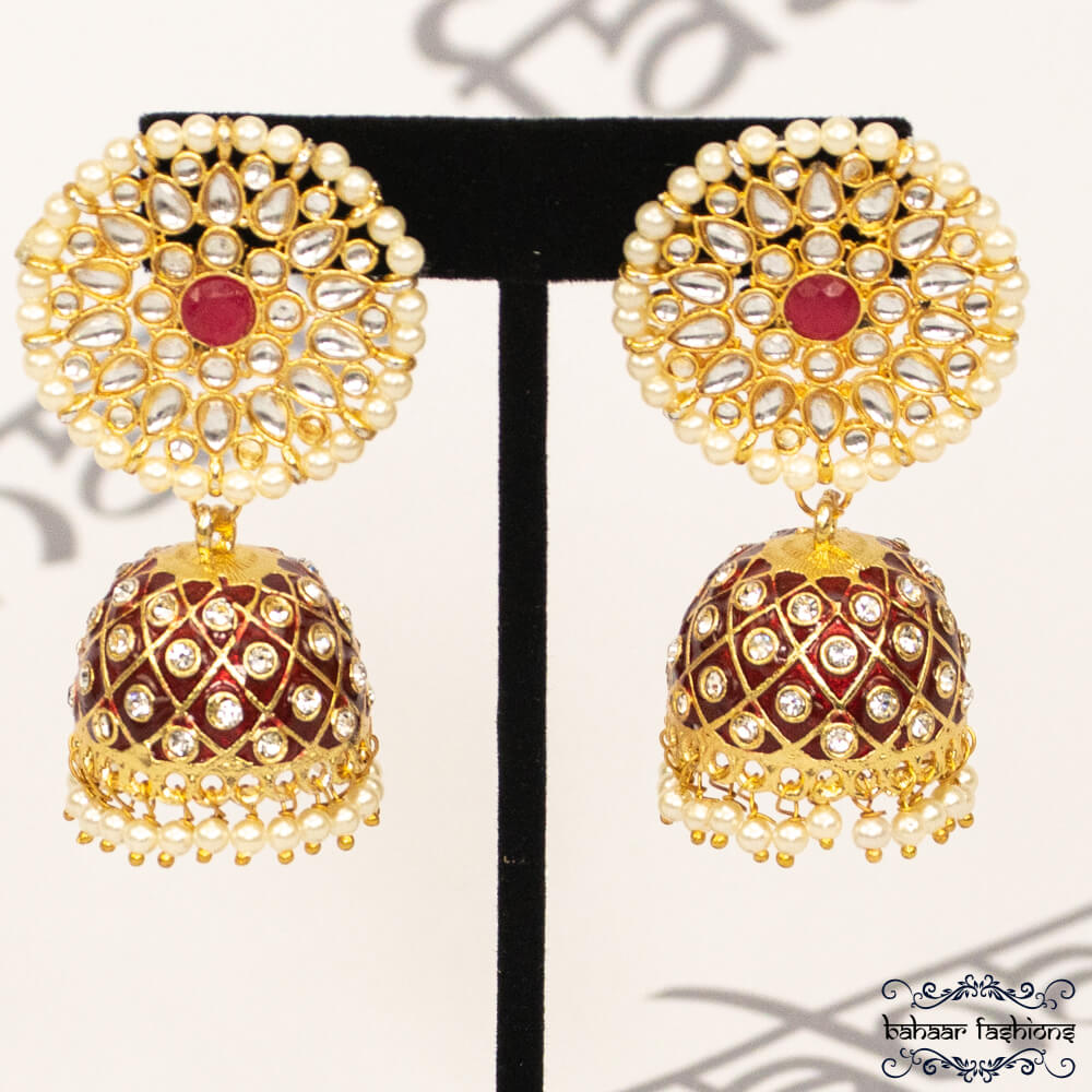meenakari jhumkis hand painted jhumkis